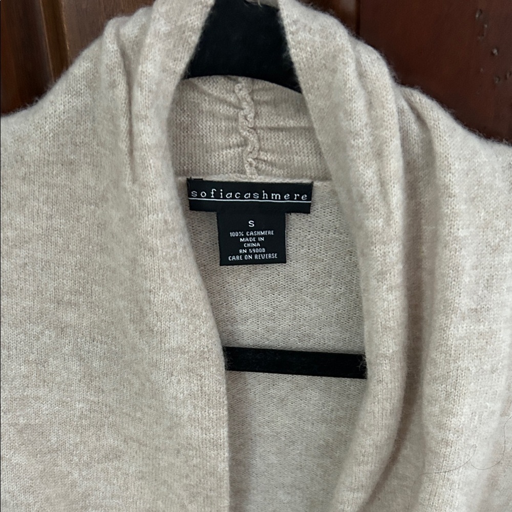Sofia Cashmere Beige Crossover  V Neck Sweater/Size Small - Picture 2 of 6
